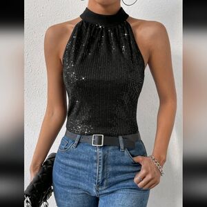Black Tank Top Halter Top